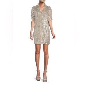 NWT Every Sequin Champagne Short Sleeve Dress